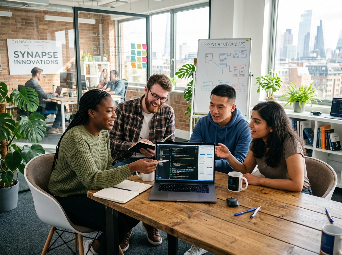 Team collaborating in office
